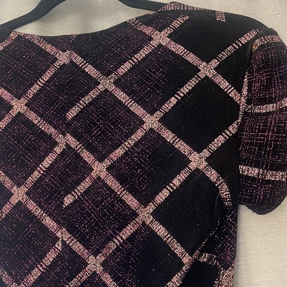 VINTAGE SCOOTER TOPS PINK/PURPLE SPARKLE BLOUSE - Picture 5 of 5